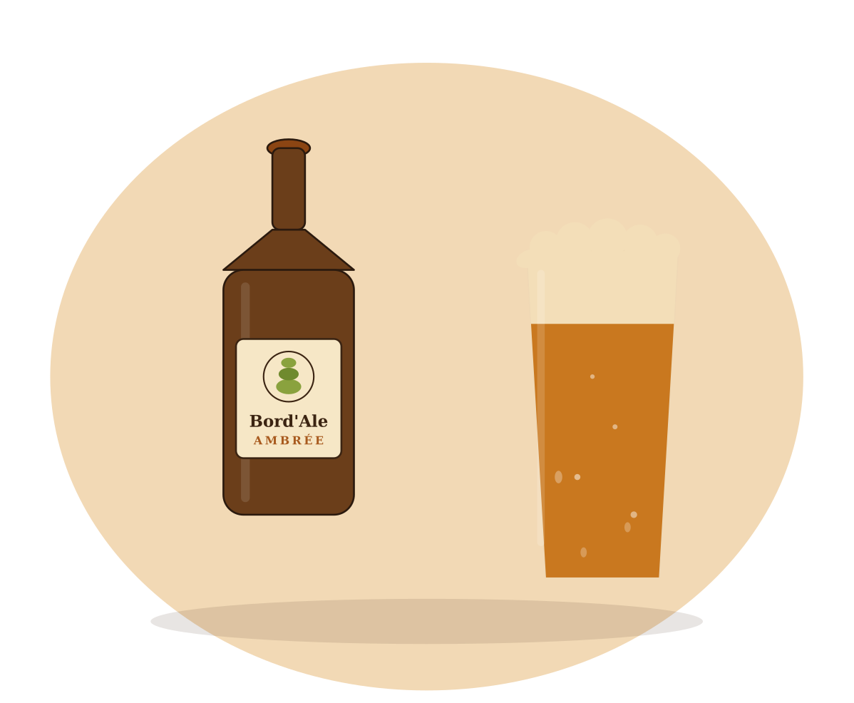 Bouteille et pinte de la bière ambrée Bord'Ale