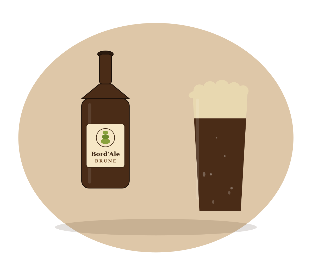 Bouteille et pinte de la bière brune Bord'Ale